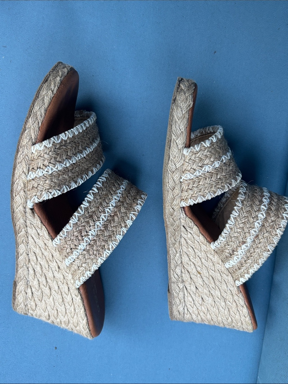 Andre Assous Made in Spain Woven Jute Espadrille Wedge Slides EU 38 US 7.5/8 - Picture 6 of 8